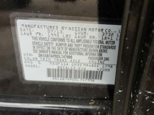 Photo 9 VIN: 3N1AB7AP0DL747998 - NISSAN SENTRA S 