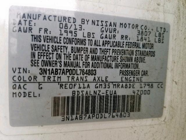 Photo 9 VIN: 3N1AB7AP0DL764803 - NISSAN SENTRA 