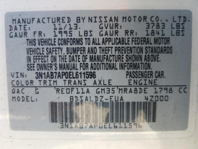 Photo 9 VIN: 3N1AB7AP0EL611596 - NISSAN SENTRA S 