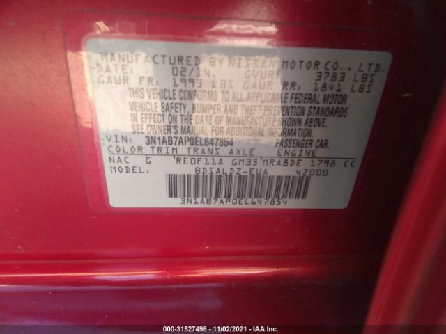 Photo 8 VIN: 3N1AB7AP0EL647854 - NISSAN SENTRA 