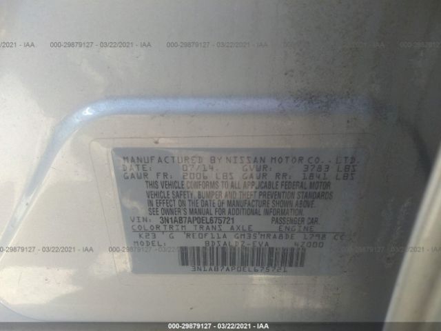 Photo 8 VIN: 3N1AB7AP0EL675721 - NISSAN SENTRA 