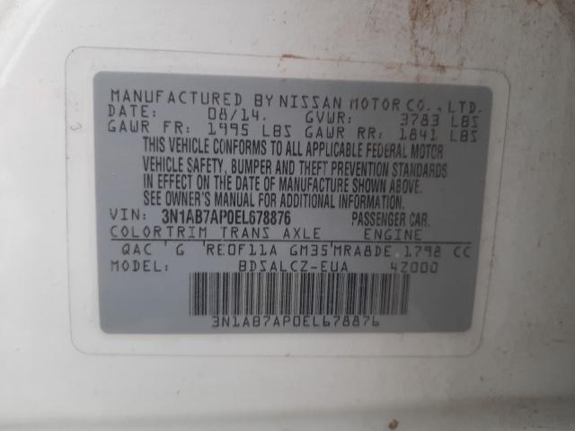 Photo 9 VIN: 3N1AB7AP0EL678876 - NISSAN SENTRA S 