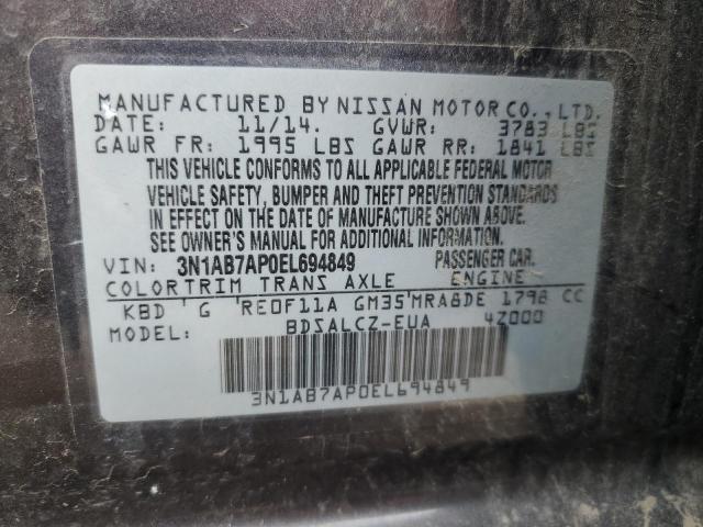 Photo 11 VIN: 3N1AB7AP0EL694849 - NISSAN SENTRA S 