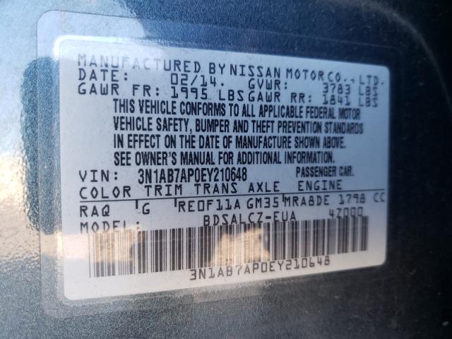 Photo 9 VIN: 3N1AB7AP0EY210648 - NISSAN SENTRA S 