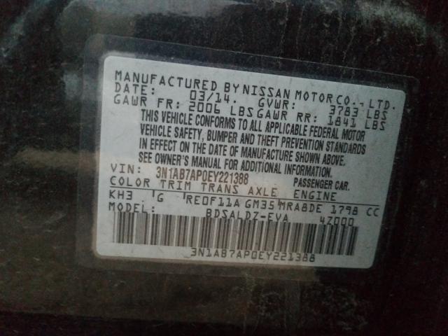 Photo 9 VIN: 3N1AB7AP0EY221388 - NISSAN SENTRA S 