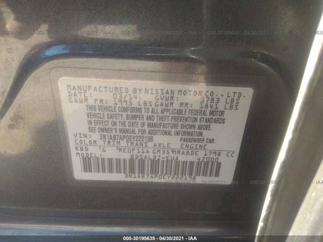 Photo 8 VIN: 3N1AB7AP0EY222198 - NISSAN SENTRA 