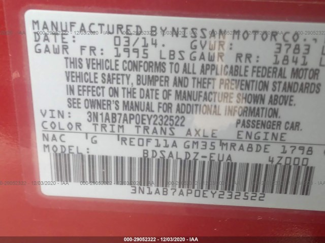 Photo 8 VIN: 3N1AB7AP0EY232522 - NISSAN SENTRA 