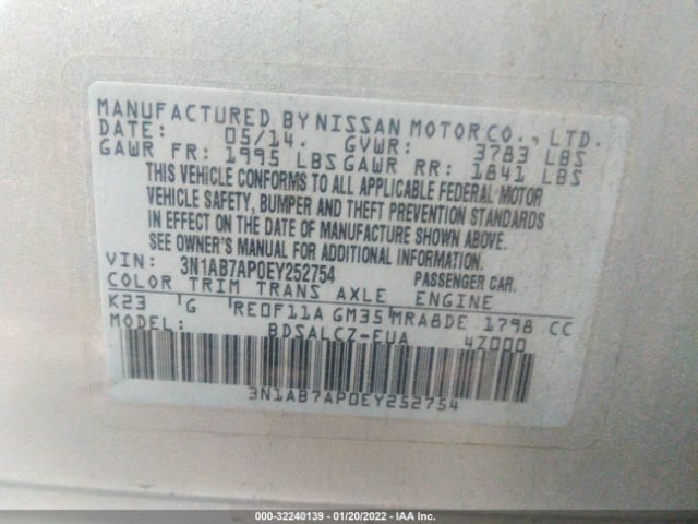 Photo 8 VIN: 3N1AB7AP0EY252754 - NISSAN SENTRA 