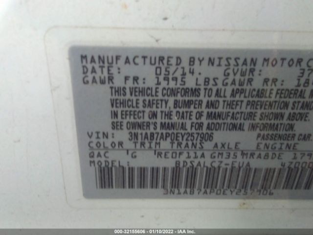 Photo 8 VIN: 3N1AB7AP0EY257906 - NISSAN SENTRA 