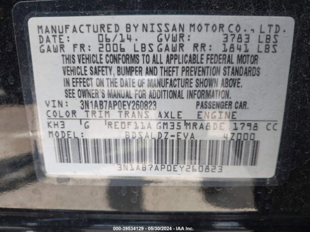 Photo 8 VIN: 3N1AB7AP0EY260823 - NISSAN SENTRA 