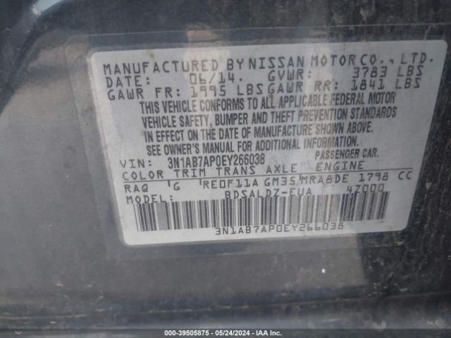 Photo 8 VIN: 3N1AB7AP0EY266038 - NISSAN SENTRA 