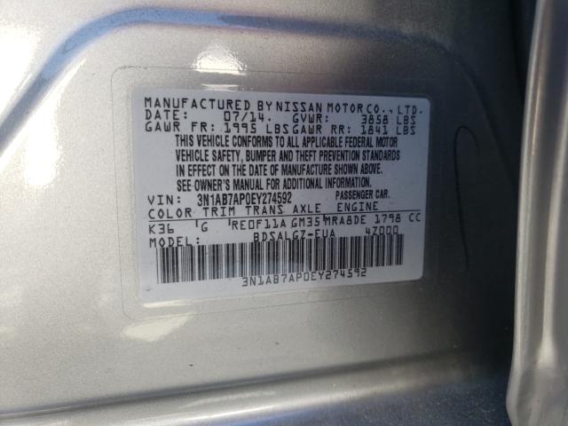 Photo 9 VIN: 3N1AB7AP0EY274592 - NISSAN SENTRA S 