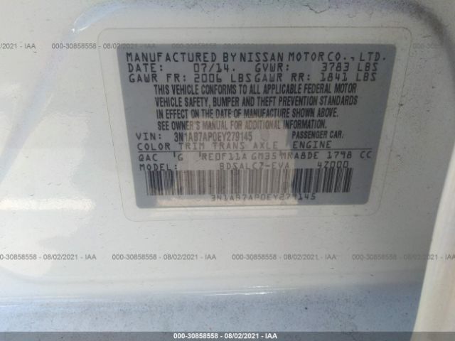 Photo 8 VIN: 3N1AB7AP0EY279145 - NISSAN SENTRA 