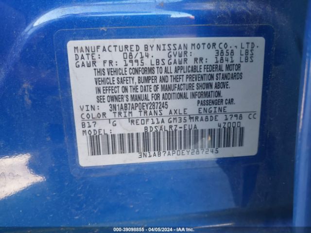 Photo 8 VIN: 3N1AB7AP0EY287245 - NISSAN SENTRA 