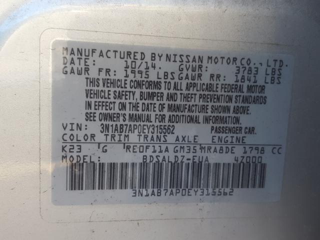 Photo 9 VIN: 3N1AB7AP0EY315562 - NISSAN SENTRA S 