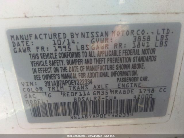 Photo 8 VIN: 3N1AB7AP0EY322334 - NISSAN SENTRA 