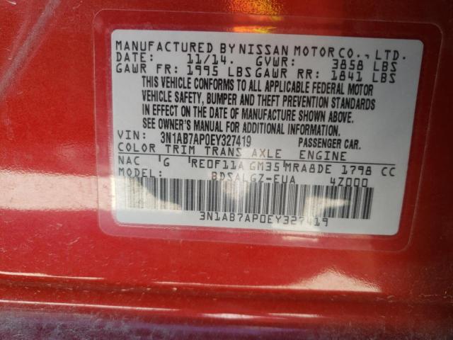 Photo 9 VIN: 3N1AB7AP0EY327419 - NISSAN SENTRA S 