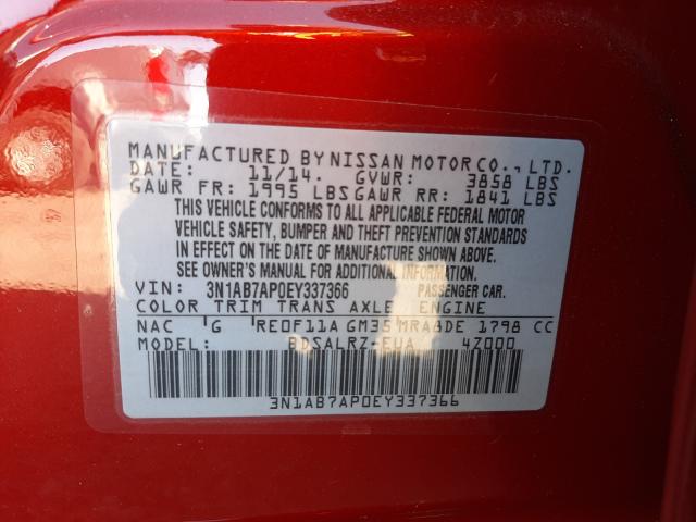 Photo 9 VIN: 3N1AB7AP0EY337366 - NISSAN SENTRA S 