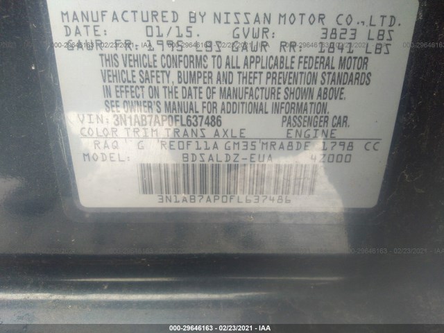 Photo 8 VIN: 3N1AB7AP0FL637486 - NISSAN SENTRA 