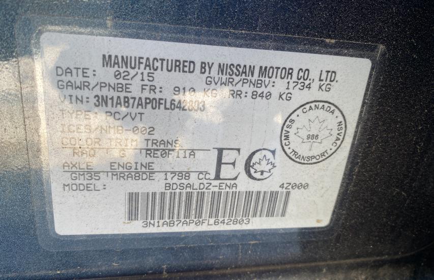 Photo 9 VIN: 3N1AB7AP0FL642803 - NISSAN SENTRA S 