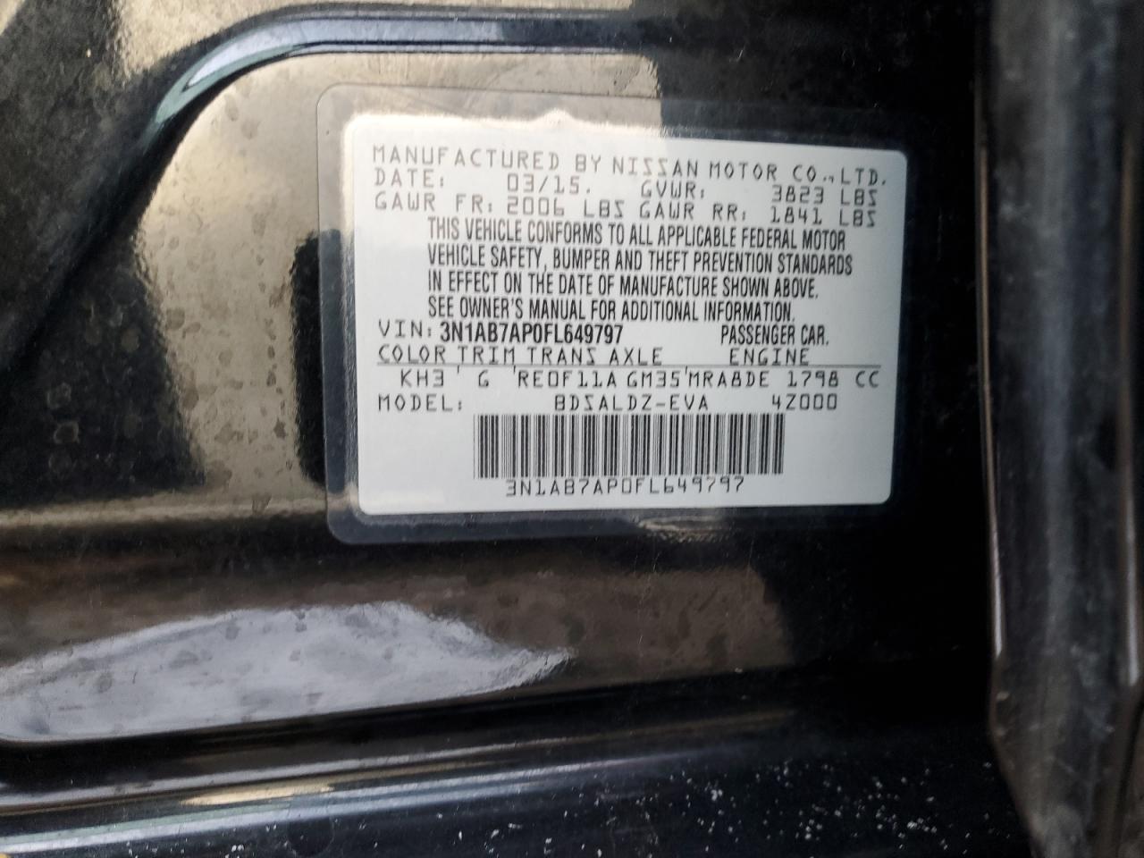 Photo 12 VIN: 3N1AB7AP0FL649797 - NISSAN SENTRA 