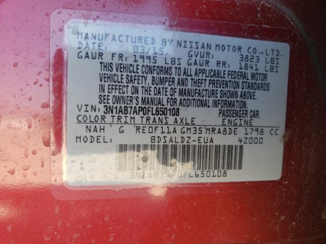 Photo 9 VIN: 3N1AB7AP0FL650108 - NISSAN SENTRA S 