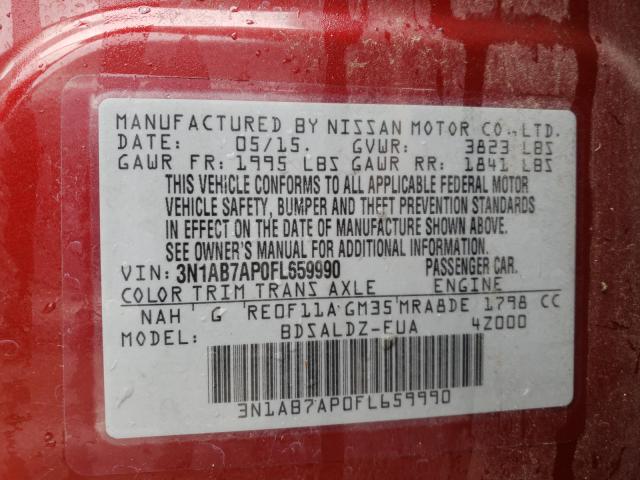 Photo 9 VIN: 3N1AB7AP0FL659990 - NISSAN SENTRA S 