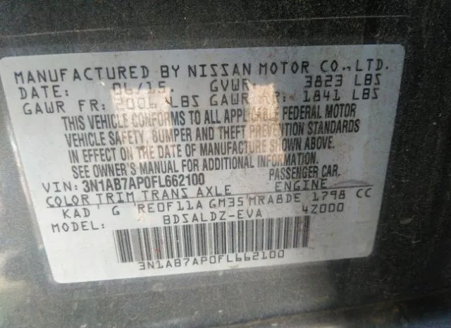 Photo 8 VIN: 3N1AB7AP0FL662100 - NISSAN SENTRA 