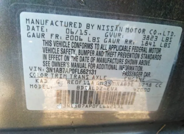 Photo 8 VIN: 3N1AB7AP0FL662131 - NISSAN SENTRA 