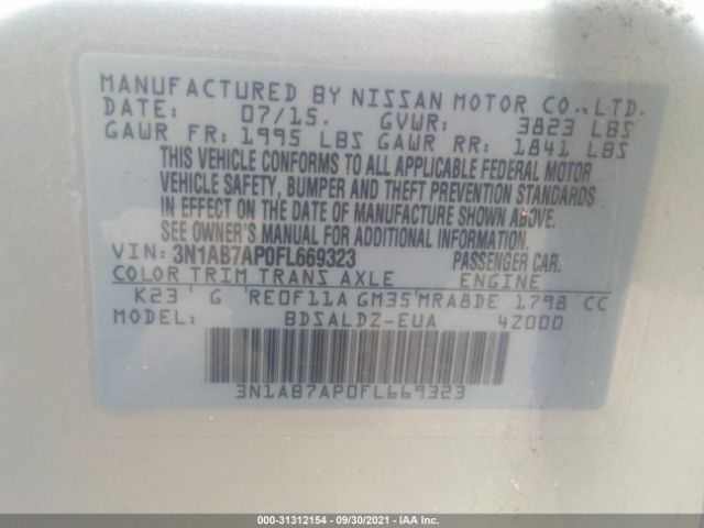 Photo 8 VIN: 3N1AB7AP0FL669323 - NISSAN SENTRA 