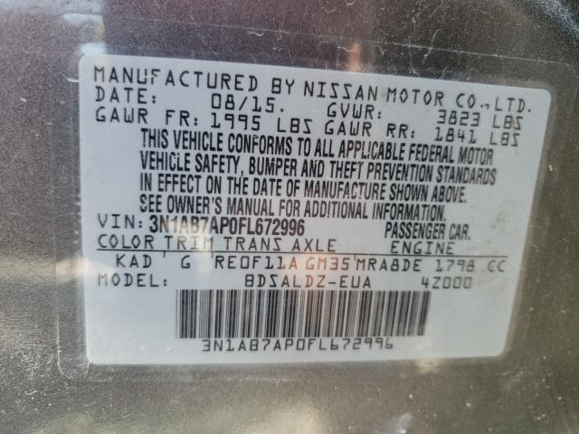 Photo 9 VIN: 3N1AB7AP0FL672996 - NISSAN SENTRA S 