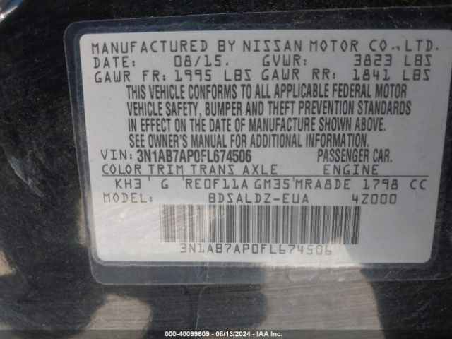 Photo 8 VIN: 3N1AB7AP0FL674506 - NISSAN SENTRA 