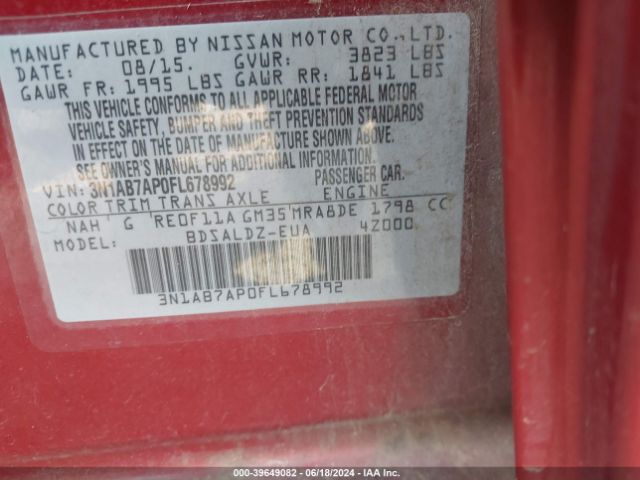 Photo 8 VIN: 3N1AB7AP0FL678992 - NISSAN SENTRA 