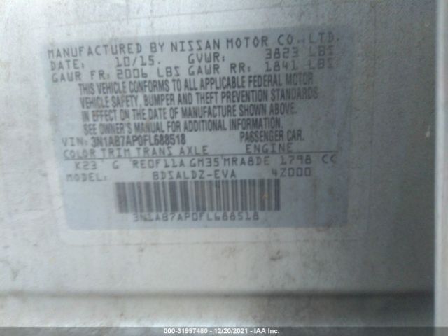 Photo 8 VIN: 3N1AB7AP0FL688518 - NISSAN SENTRA 