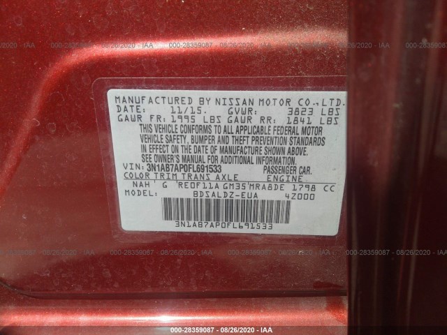 Photo 8 VIN: 3N1AB7AP0FL691533 - NISSAN SENTRA 