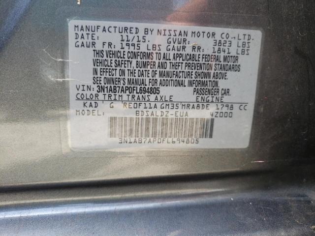 Photo 9 VIN: 3N1AB7AP0FL694805 - NISSAN SENTRA S 