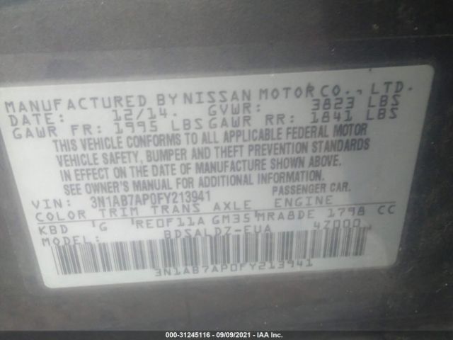 Photo 8 VIN: 3N1AB7AP0FY213941 - NISSAN SENTRA 