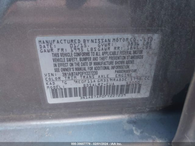 Photo 8 VIN: 3N1AB7AP0FY227239 - NISSAN SENTRA 