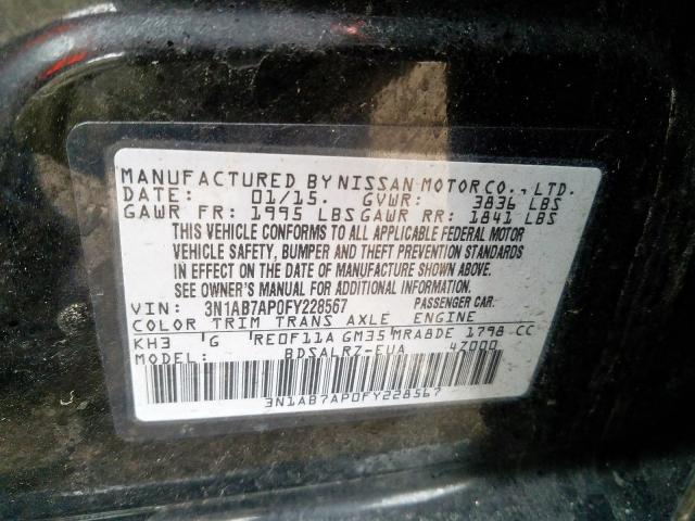 Photo 9 VIN: 3N1AB7AP0FY228567 - NISSAN SENTRA 