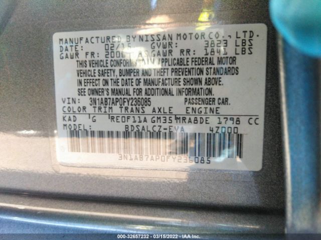 Photo 8 VIN: 3N1AB7AP0FY236085 - NISSAN SENTRA 