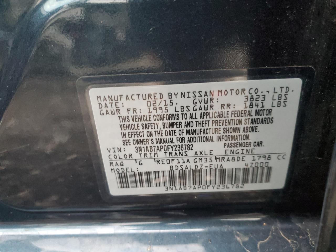 Photo 11 VIN: 3N1AB7AP0FY236782 - NISSAN SENTRA 