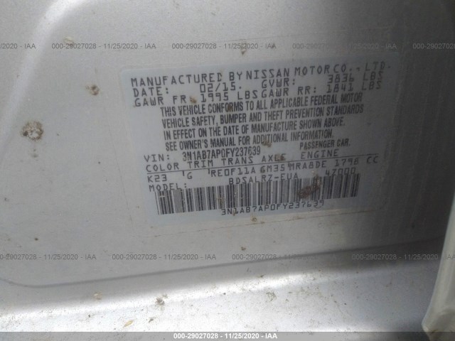 Photo 8 VIN: 3N1AB7AP0FY237639 - NISSAN SENTRA 