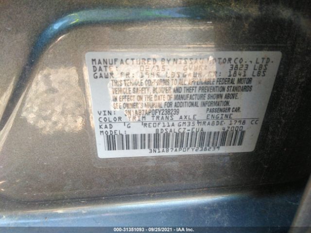 Photo 8 VIN: 3N1AB7AP0FY238239 - NISSAN SENTRA 