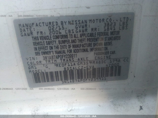 Photo 8 VIN: 3N1AB7AP0FY239911 - NISSAN SENTRA 