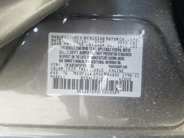 Photo 9 VIN: 3N1AB7AP0FY243389 - NISSAN SENTRA S 