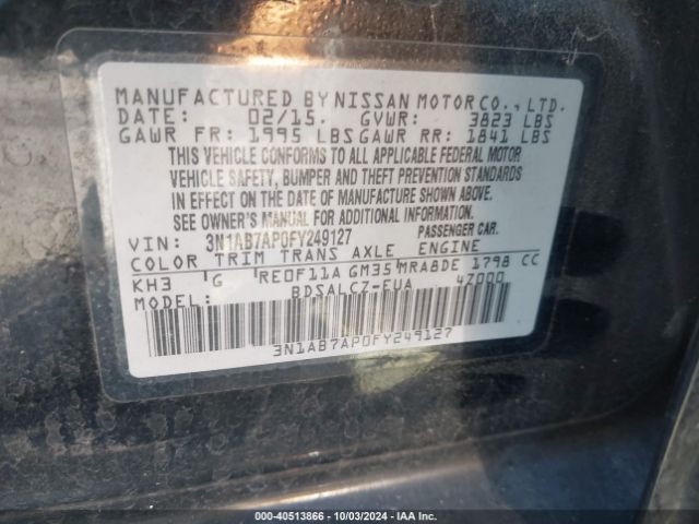 Photo 8 VIN: 3N1AB7AP0FY249127 - NISSAN SENTRA 