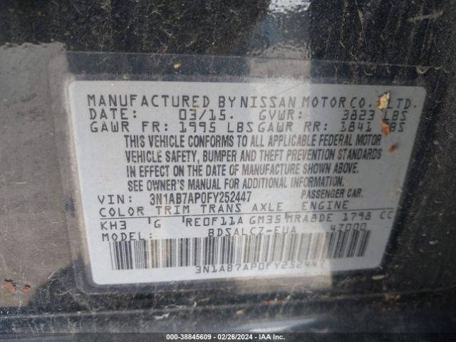 Photo 8 VIN: 3N1AB7AP0FY252447 - NISSAN SENTRA 