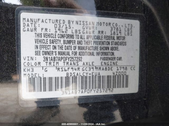 Photo 8 VIN: 3N1AB7AP0FY257292 - NISSAN SENTRA 