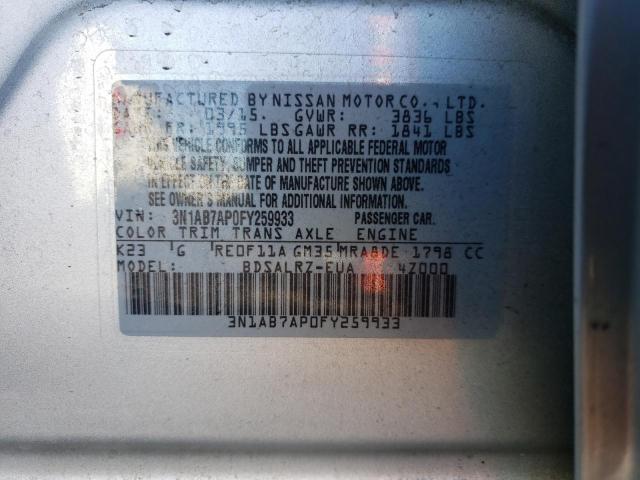 Photo 11 VIN: 3N1AB7AP0FY259933 - NISSAN SENTRA S 