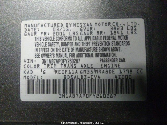 Photo 8 VIN: 3N1AB7AP0FY260287 - NISSAN SENTRA 